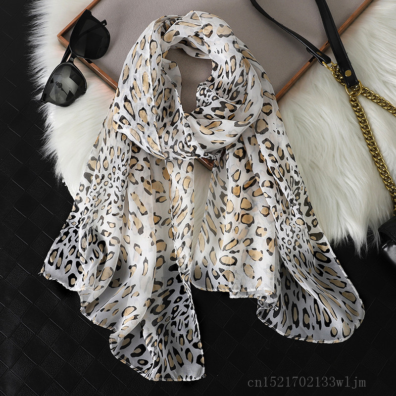 Face Scarf Mask - 2024 moda stampata leopardo Chiffon Hijab