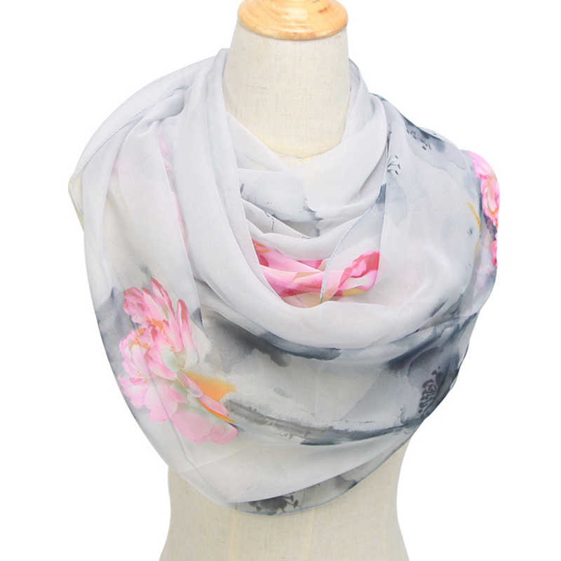 Face Scarf Mask - Sciarpe di seta con stampa floreale